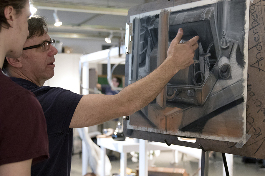 Associate professor Daniel Atyim teaches a drawing class in 2017.