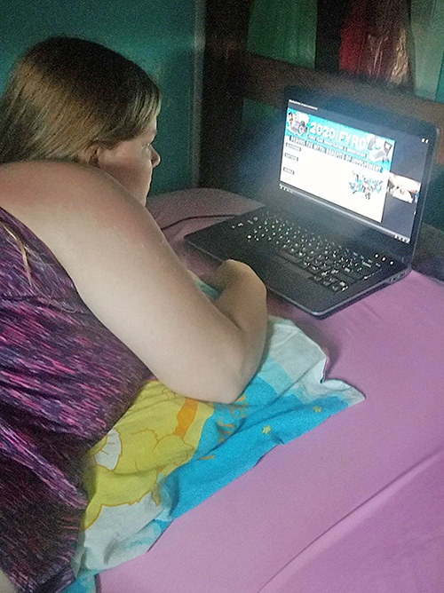 First-year student Sarah Korte attends a UW-Stout virtual first-year registration and orientation event.