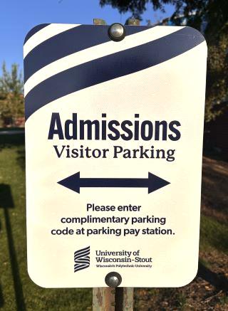 Admissions Visitor Parking Sign