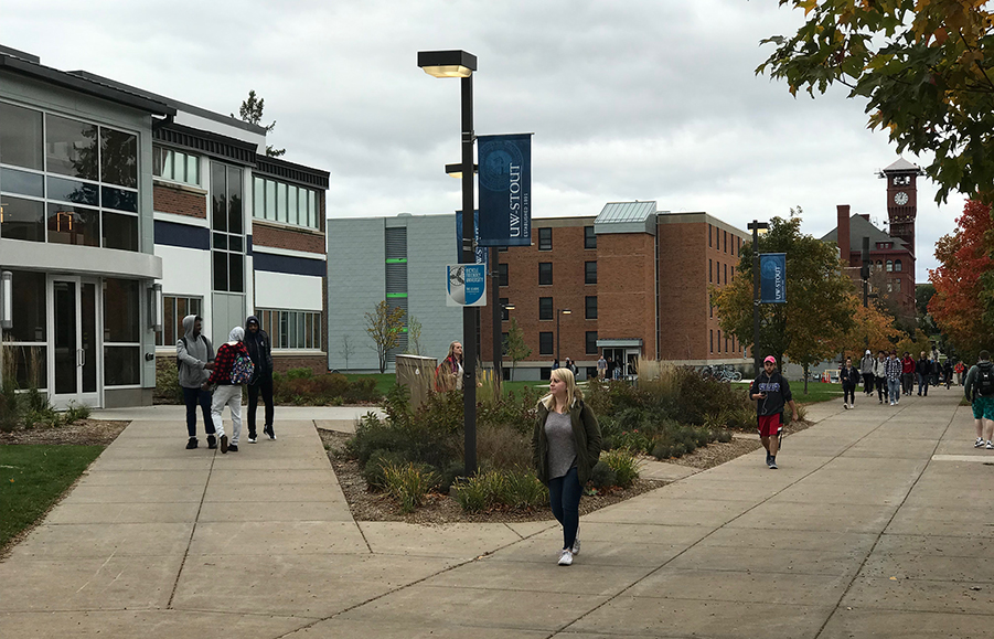 Merle M. Price Commons, left, and North Hall, center, reopened this fall after renovations.