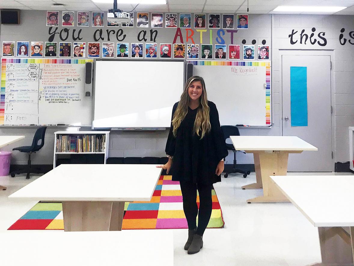 Haylee Rognholt in her art classroom at Winskill Elementary School.