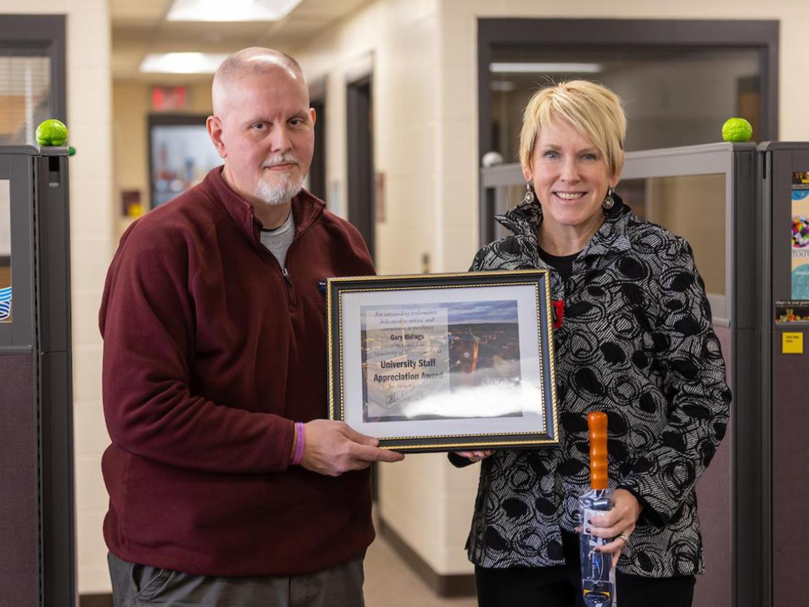 Ridings recognized with January University Staff Employee Appreciation award Featured Image